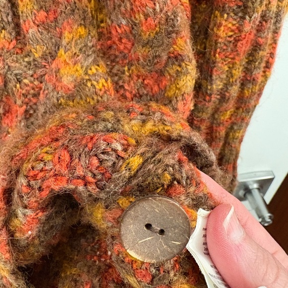 Prana Multicolor Wool Blend Cable Knit Cowl Neck Cardigan Size Small - Picture 12 of 16